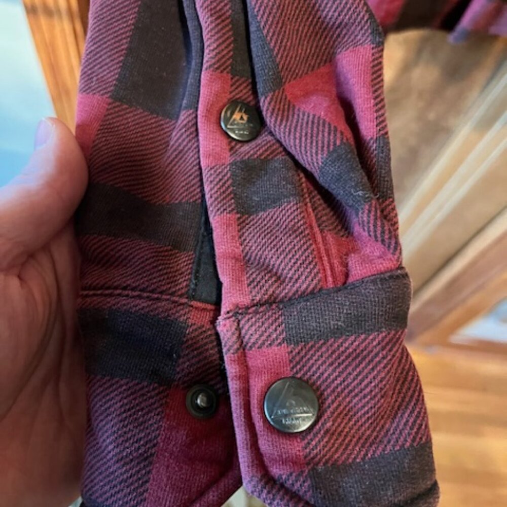 American Giant Redwood Fleece Overshirt — Oxblood Plaid — Size L - Picture 6 of 7